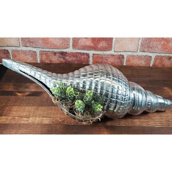 Vintage Pewter Distaff Spindle with Intricate Conch Shell Design - Coastal Decor - Picture 6 of 10